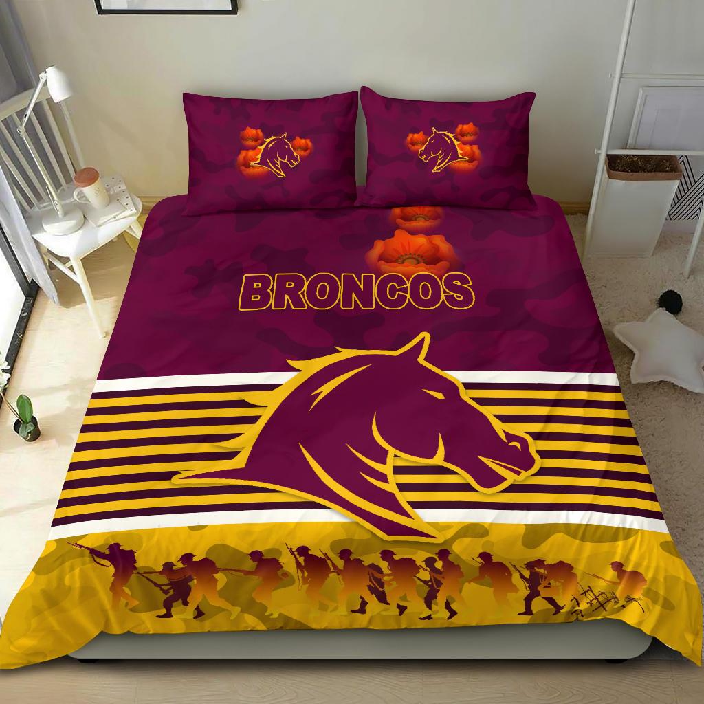 Brisbane Broncos Bedding Set ANZAC Day Simple Style - Maroon - Vibe Hoodie Shop