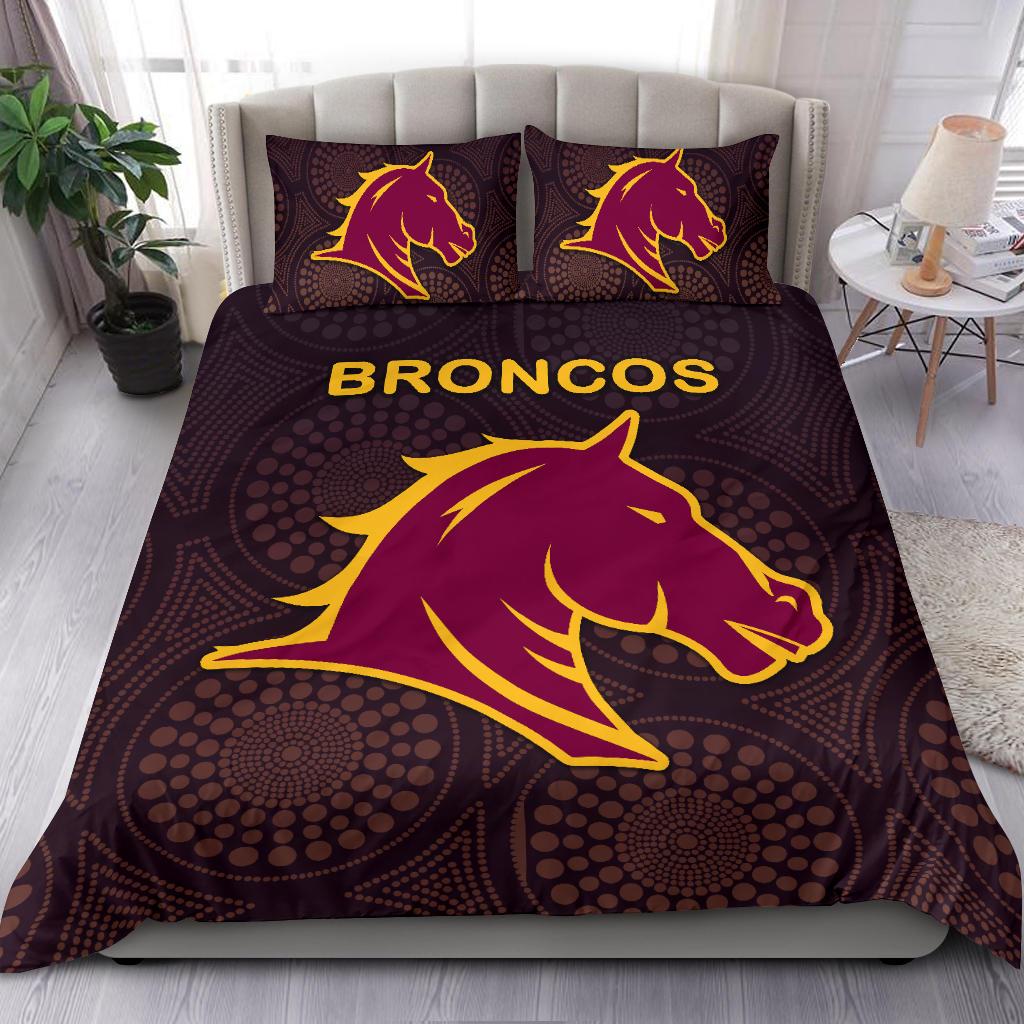 Brisbane Bedding Set Broncos Simple Indigenous - Vibe Hoodie Shop
