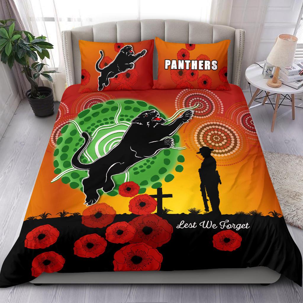 Panthers ANZAC Day Bedding Set Mix Indigenous Lest We Forget - Vibe Hoodie Shop