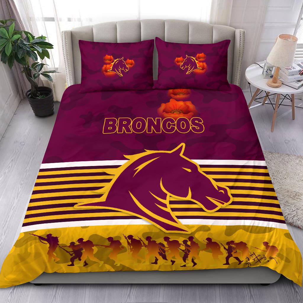 Brisbane Broncos Bedding Set ANZAC Day Simple Style - Maroon - Vibe Hoodie Shop