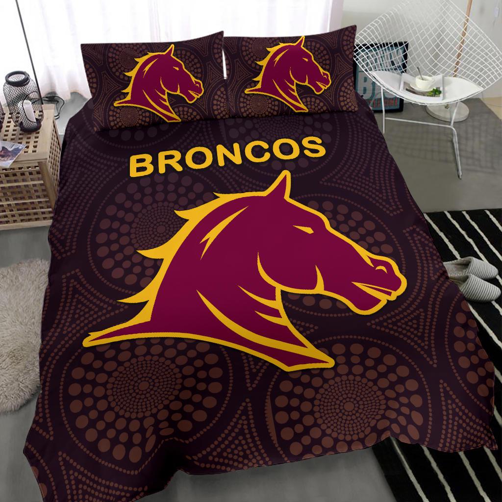 Brisbane Bedding Set Broncos Simple Indigenous - Vibe Hoodie Shop