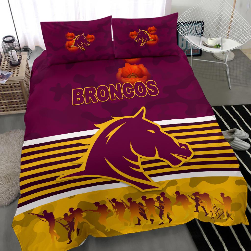 Brisbane Broncos Bedding Set ANZAC Day Simple Style - Maroon - Vibe Hoodie Shop