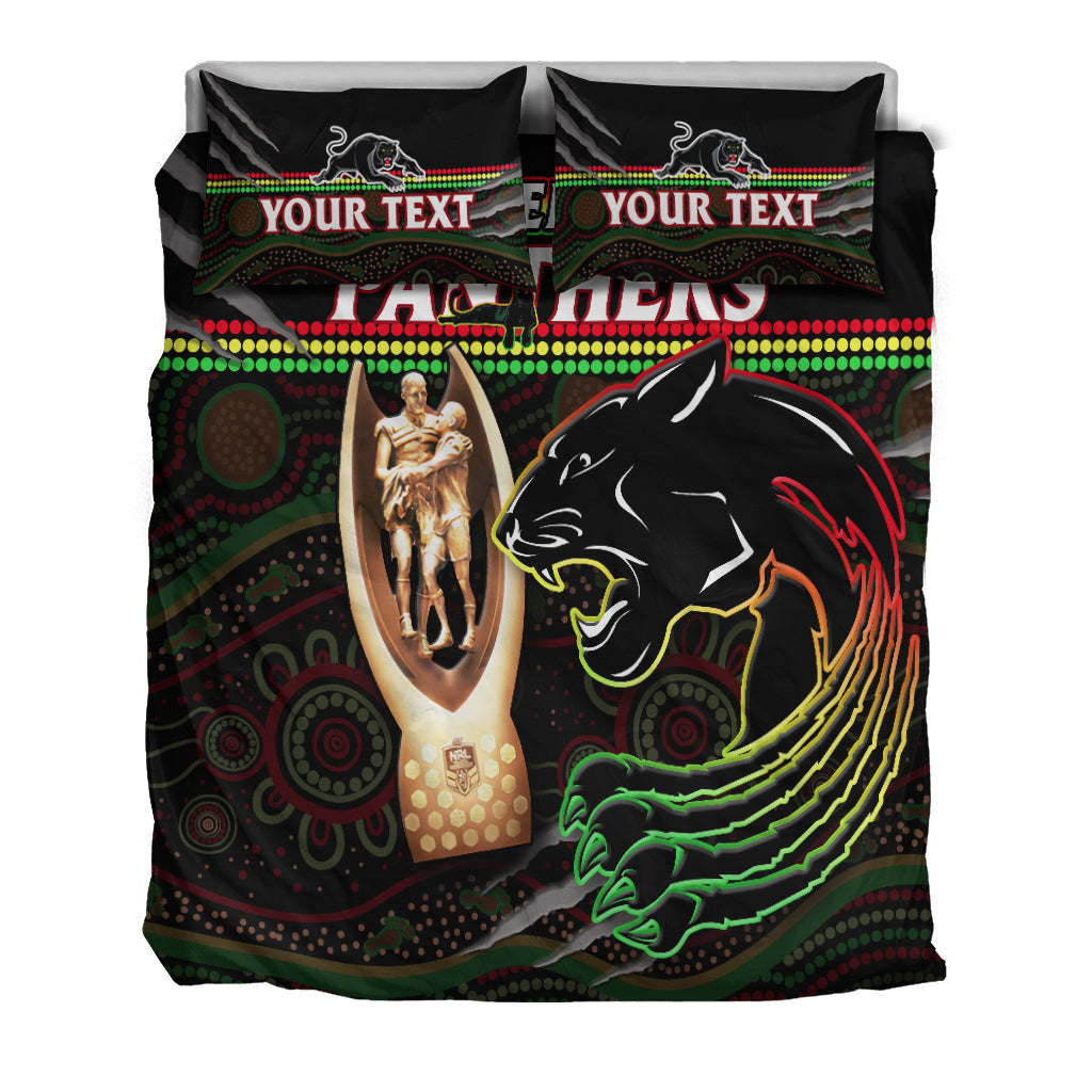 (Custom Personalised) Panthers Rugby Bedding Set The Riff 2022 Premiers Aboriginal Art - Vibe Hoodie Shop
