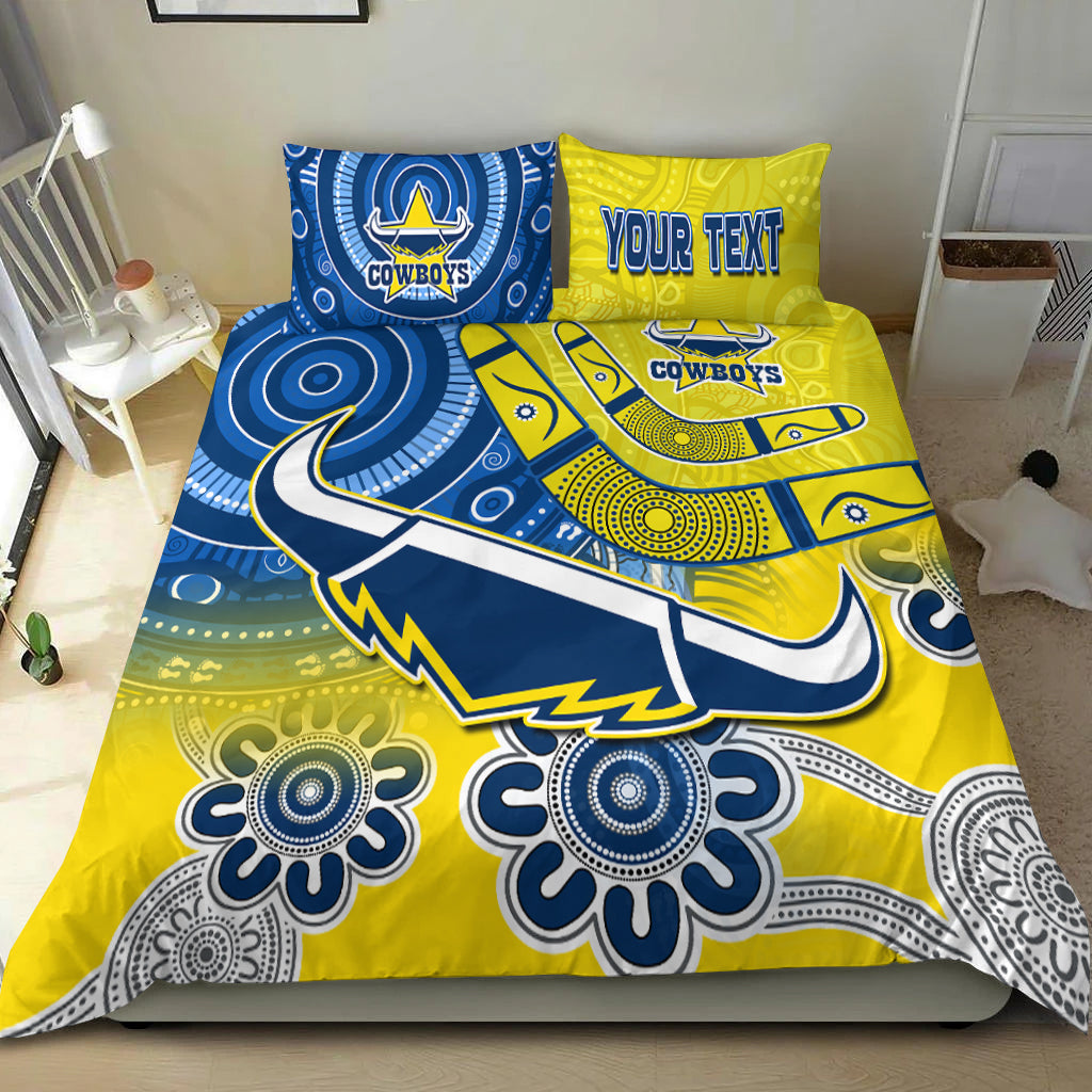 (Custom Personalised) Cowboys Rugby Bedding Set Aboriginal Boomerang Go Premiers North Queensland - Vibe Hoodie Shop