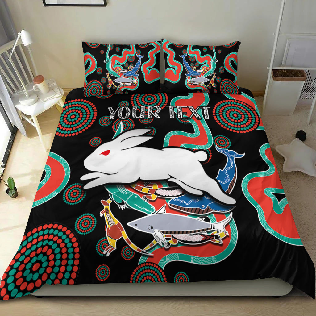 (Custom Personalised) Rabbitohs Bedding Set Go The Bunnies Aboriginal - Vibe Hoodie Shop