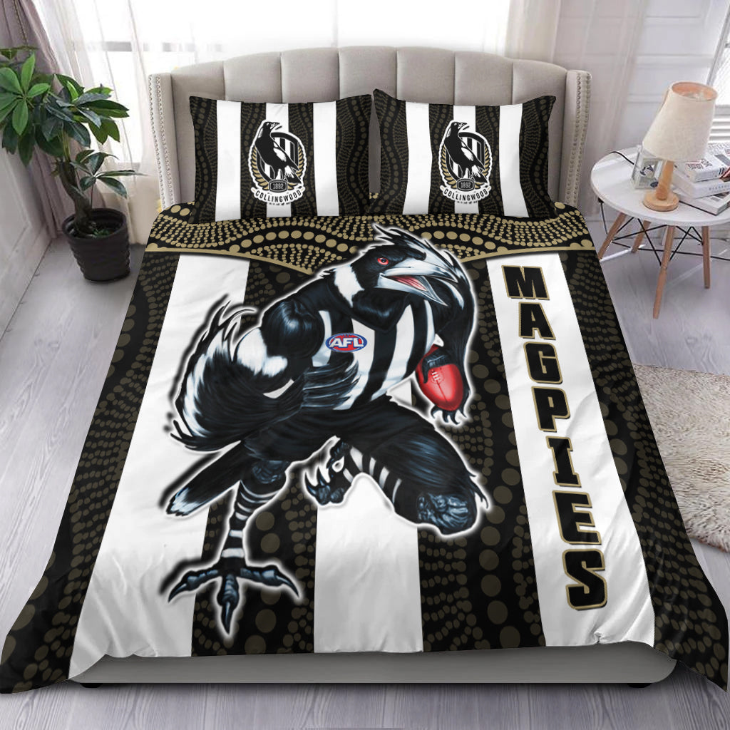 Magpies Football Bedding Set Collingwood 1892 Indigenous Sporty Style - Vibe Hoodie Shop