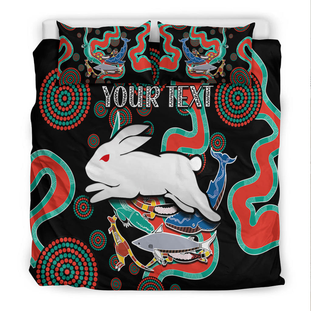 (Custom Personalised) Rabbitohs Bedding Set Go The Bunnies Aboriginal - Vibe Hoodie Shop