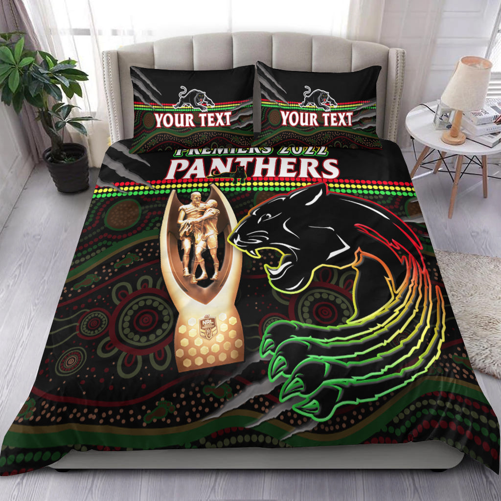 (Custom Personalised) Panthers Rugby Bedding Set The Riff 2022 Premiers Aboriginal Art - Vibe Hoodie Shop