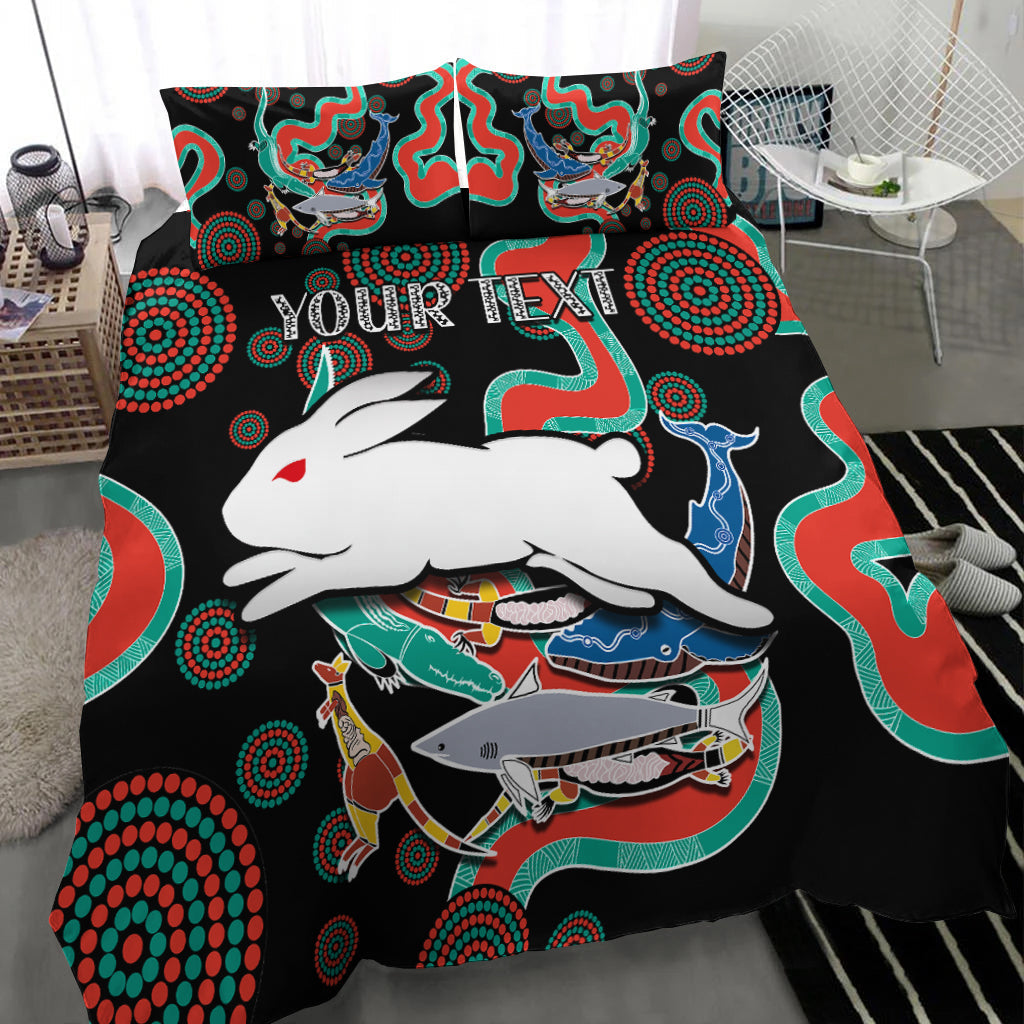 (Custom Personalised) Rabbitohs Bedding Set Go The Bunnies Aboriginal - Vibe Hoodie Shop