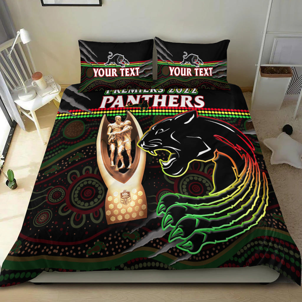 (Custom Personalised) Panthers Rugby Bedding Set The Riff 2022 Premiers Aboriginal Art - Vibe Hoodie Shop