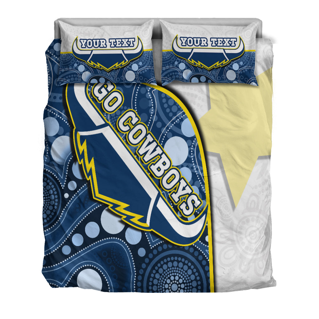 (Custom Personalised) Cowboys Rugby Bedding Set Indigenous Pattern 2022 Premiers Sporty Style - Vibe Hoodie Shop