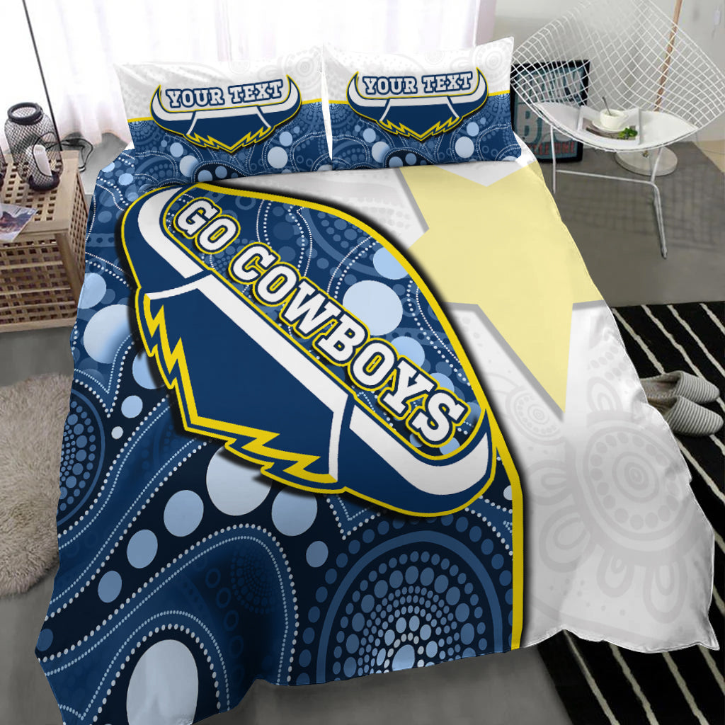 (Custom Personalised) Cowboys Rugby Bedding Set Indigenous Pattern 2022 Premiers Sporty Style - Vibe Hoodie Shop