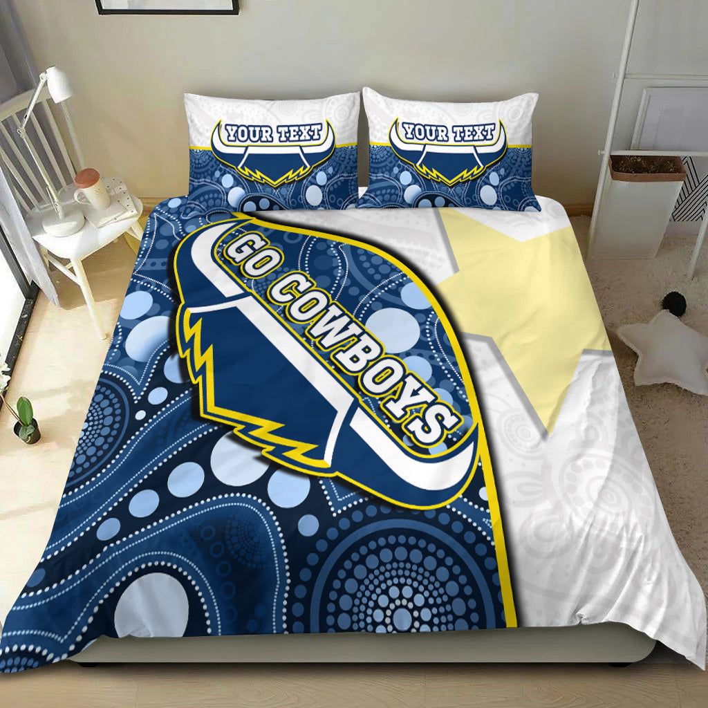 (Custom Personalised) Cowboys Rugby Bedding Set Indigenous Pattern 2022 Premiers Sporty Style - Vibe Hoodie Shop