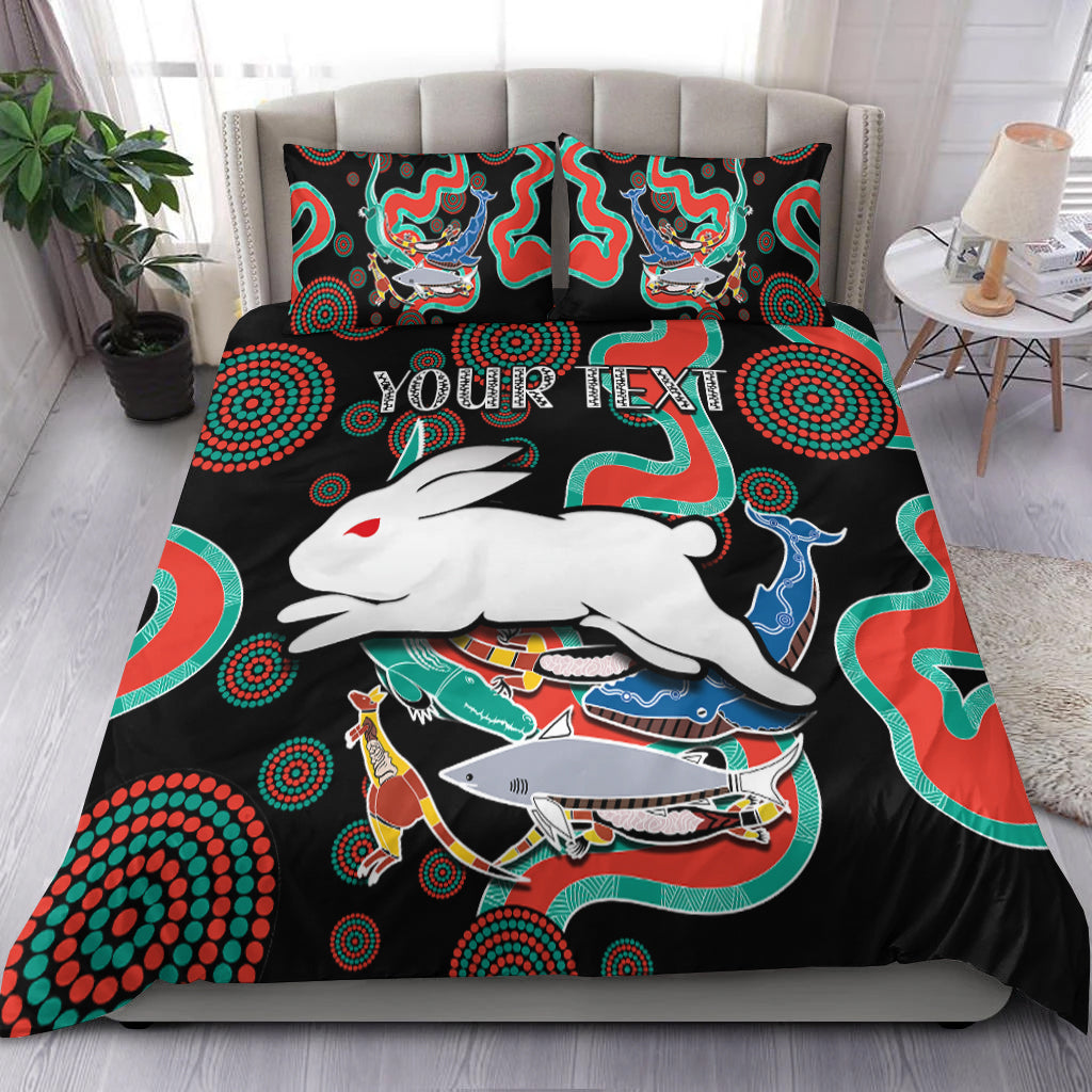 (Custom Personalised) Rabbitohs Bedding Set Go The Bunnies Aboriginal - Vibe Hoodie Shop