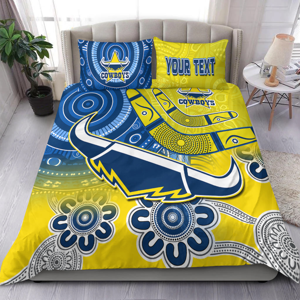 (Custom Personalised) Cowboys Rugby Bedding Set Aboriginal Boomerang Go Premiers North Queensland - Vibe Hoodie Shop