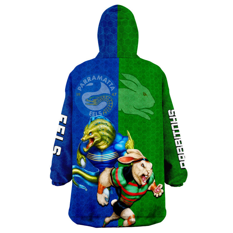 Eels And Rabbitohs Rugby Wearable Blanket Hoodie - Vibe Hoodie Shop