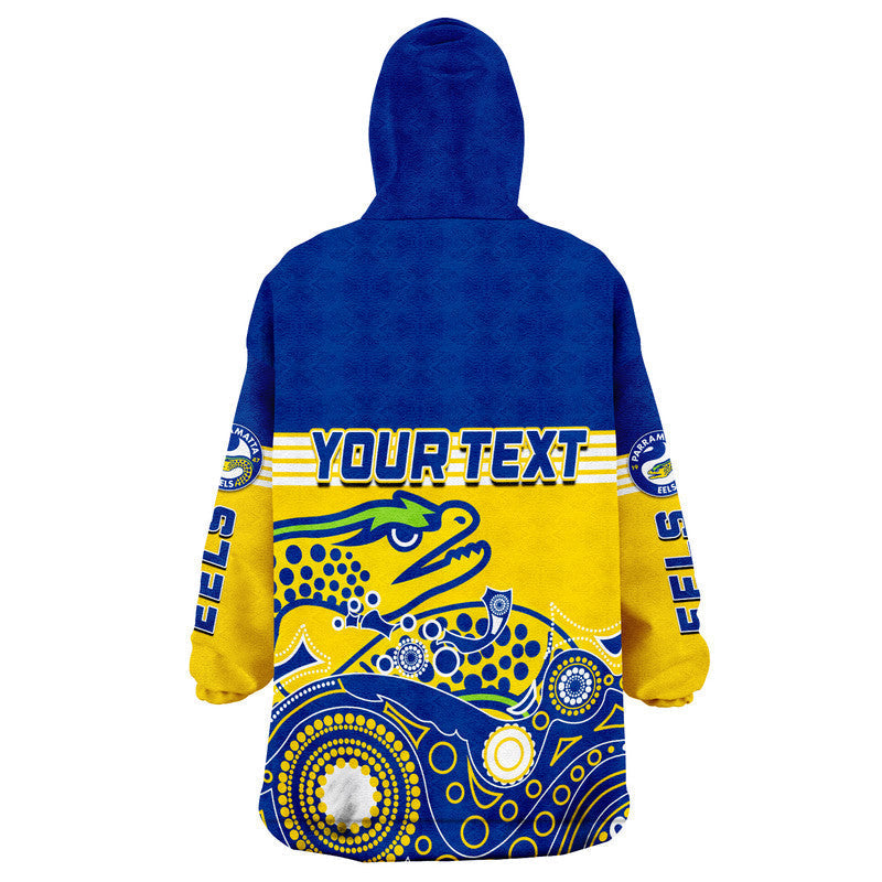 (Custom Personalised) Eels Rugby Wearable Blanket Hoodie Aboriginal Simple - Vibe Hoodie Shop