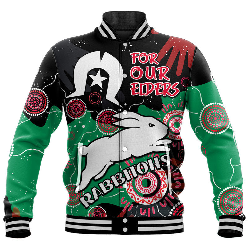 (Custom Personalised) Rabbitohs Rugby NAIDOC 2023 Baseball Jacket Torres Strait Aboriginal - Vibe Hoodie Shop