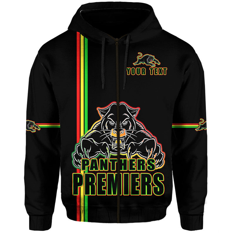 (Custom Personalised) Penrith Panthers Premiers Zip Up And Pullover Hoodie Angry Panther Simple Style LT9 - Vibe Hoodie Shop