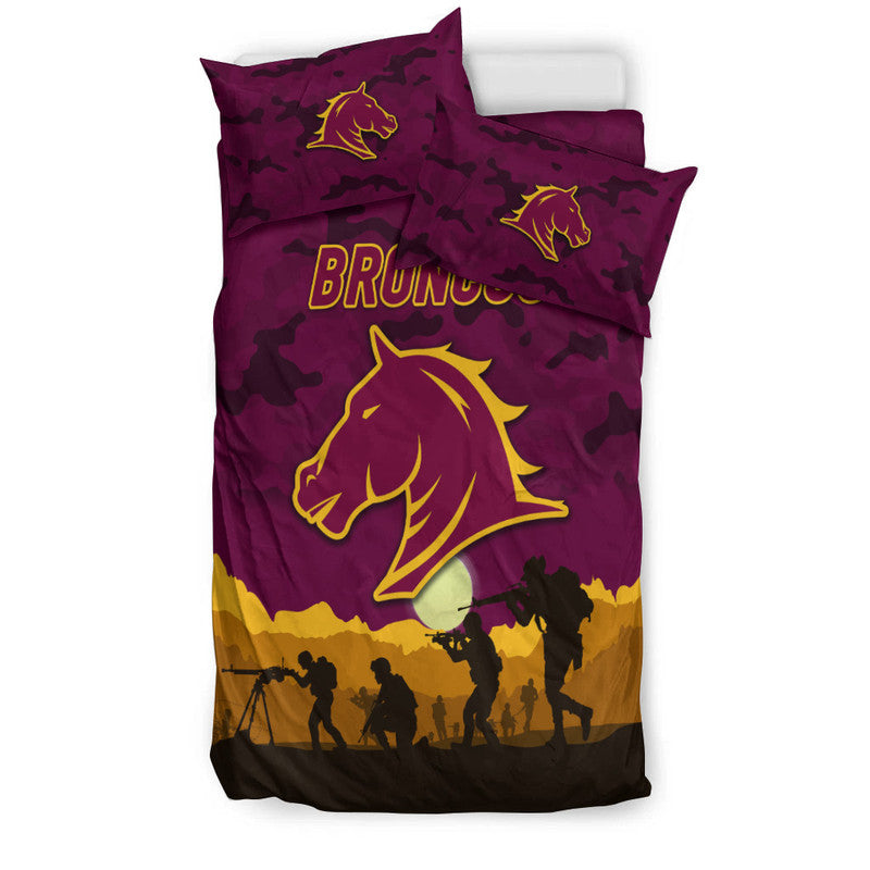 Brisbane Broncos ANZAC 2022 Bedding Set Simple Style - Maroon - Vibe Hoodie Shop