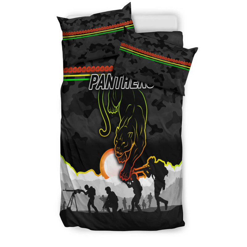 Penrith Panthers ANZAC 2022 Bedding Set Simple Style - Black - Vibe Hoodie Shop