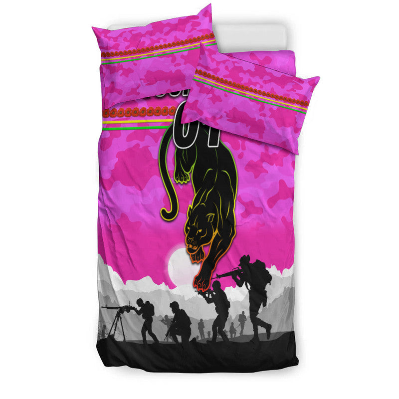 (Custom Personalised) Penrith Panthers ANZAC 2022 Bedding Set Simple Style - Pink - Vibe Hoodie Shop