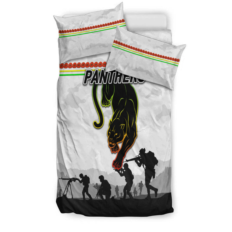 Penrith Panthers ANZAC 2022 Bedding Set Simple Style - White - Vibe Hoodie Shop