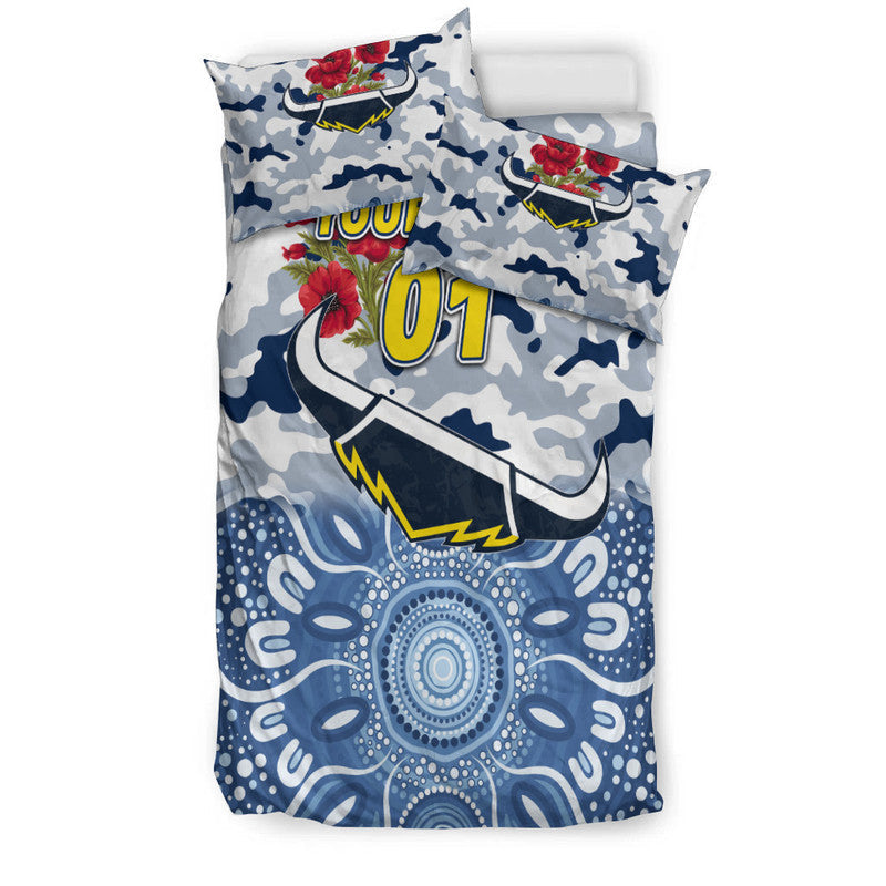 (Custom Personalised) North Queensland Cowboys ANZAC 2022 Bedding Set Indigenous Vibes - White - Vibe Hoodie Shop