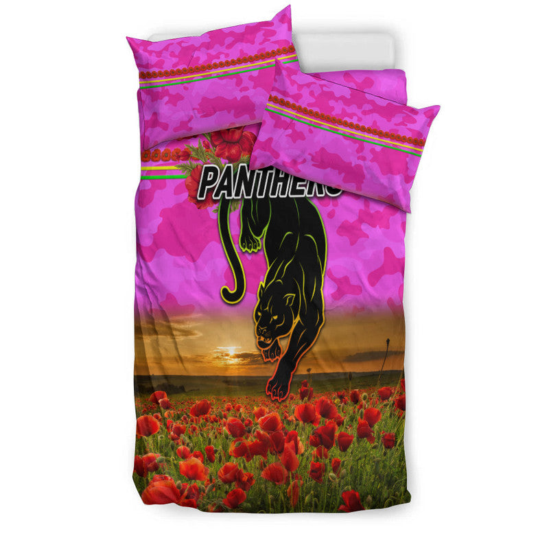Penrith Panthers ANZAC 2022 Bedding Set Poppy Flowers Vibes - Pink - Vibe Hoodie Shop