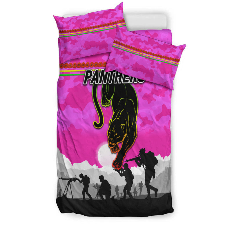 Penrith Panthers ANZAC 2022 Bedding Set Simple Style - Pink - Vibe Hoodie Shop