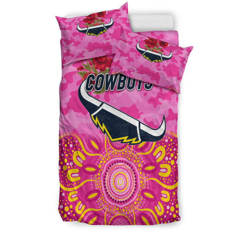 North Queensland Cowboys ANZAC 2022 Bedding Set Indigenous Vibes - Pink - Vibe Hoodie Shop