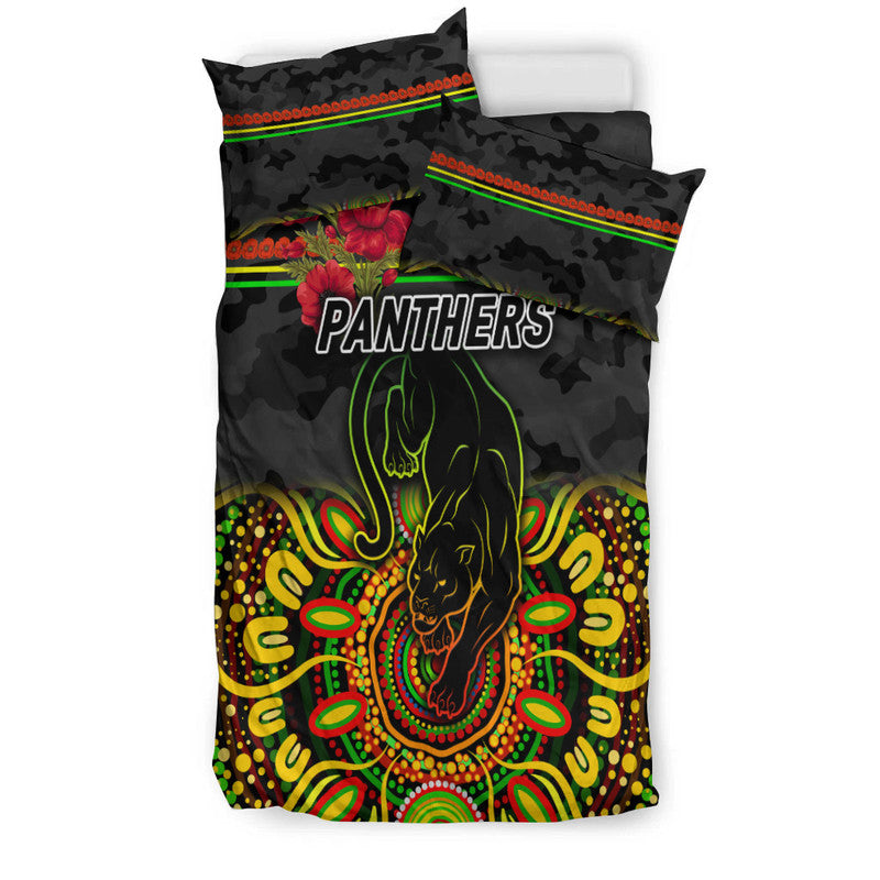Penrith Panthers ANZAC 2022 Bedding Set Indigenous Vibes - Black - Vibe Hoodie Shop