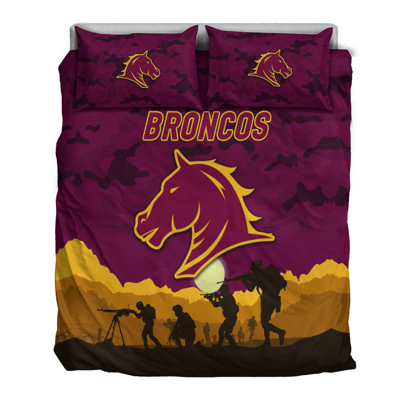 Brisbane Broncos ANZAC 2022 Bedding Set Simple Style - Maroon - Vibe Hoodie Shop