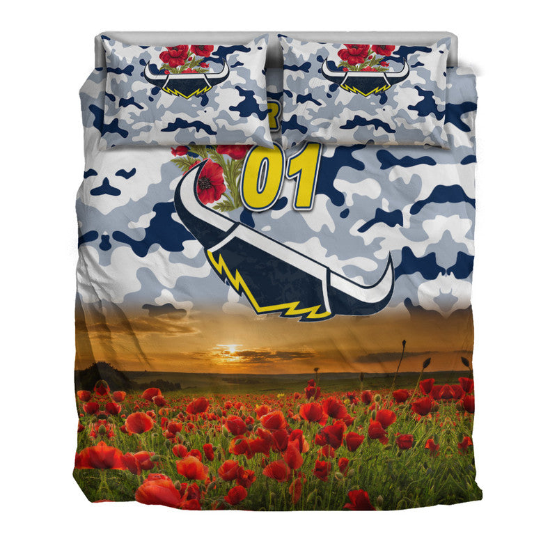 (Custom Personalised) North Queensland Cowboys ANZAC 2022 Bedding Set Poppy Flowers Vibes - White - Vibe Hoodie Shop