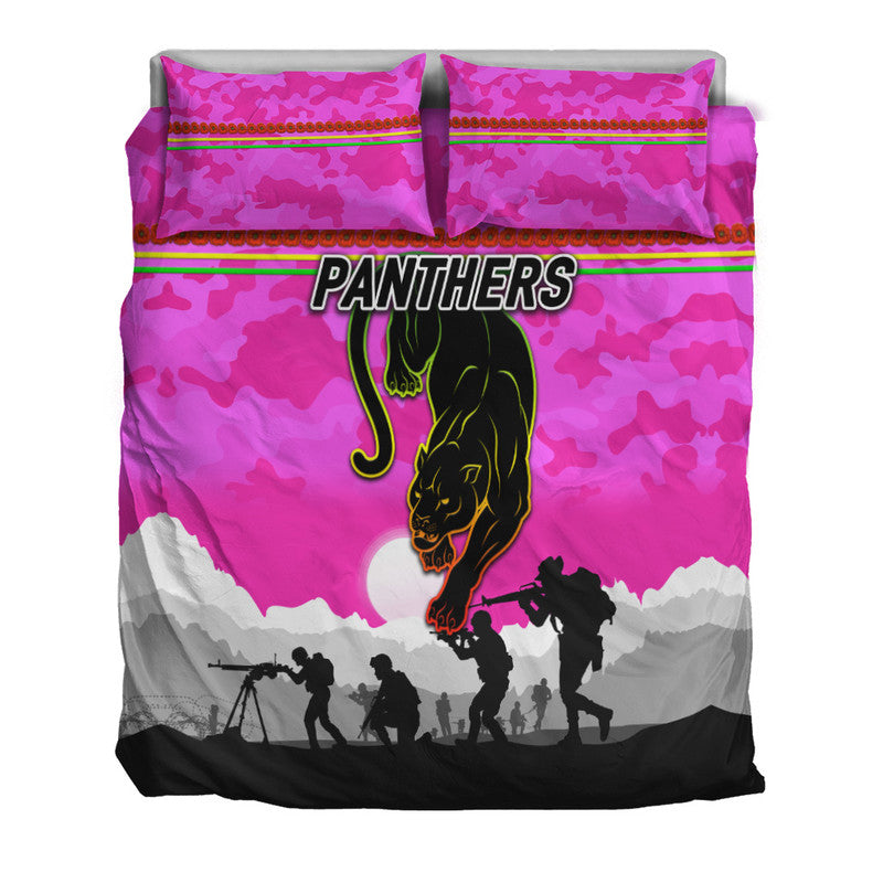 Penrith Panthers ANZAC 2022 Bedding Set Simple Style - Pink - Vibe Hoodie Shop