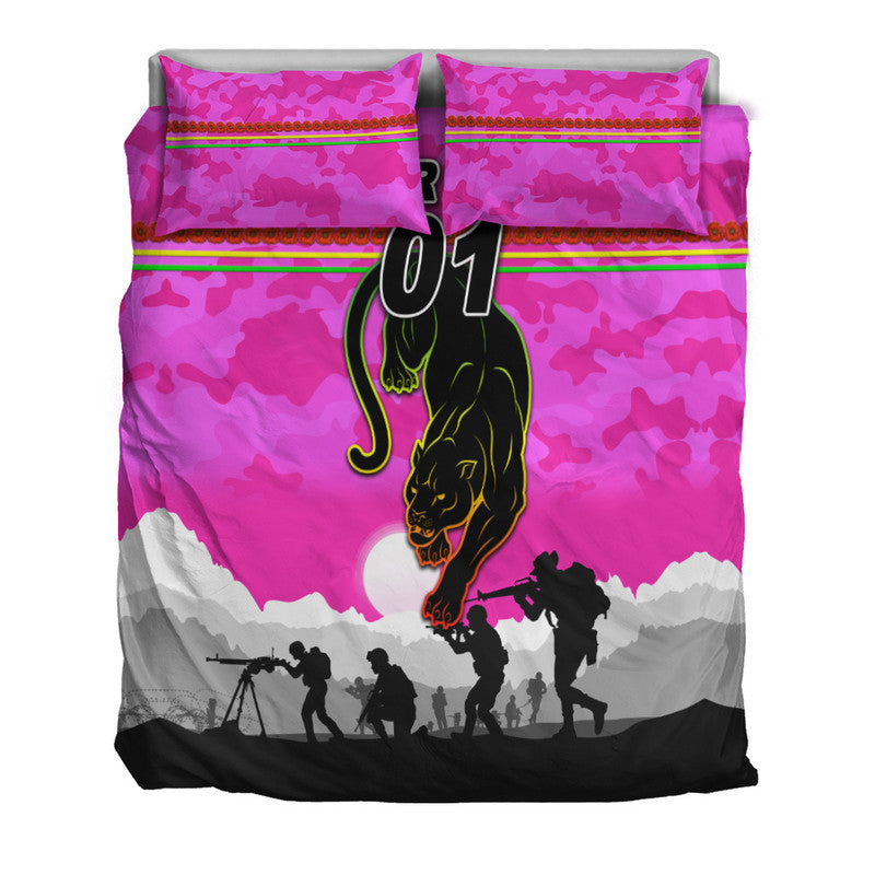 (Custom Personalised) Penrith Panthers ANZAC 2022 Bedding Set Simple Style - Pink - Vibe Hoodie Shop