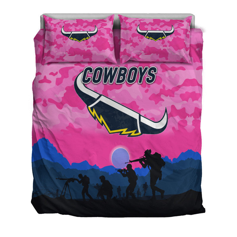 North Queensland Cowboys ANZAC 2022 Bedding Set Simple Style - Pink - Vibe Hoodie Shop