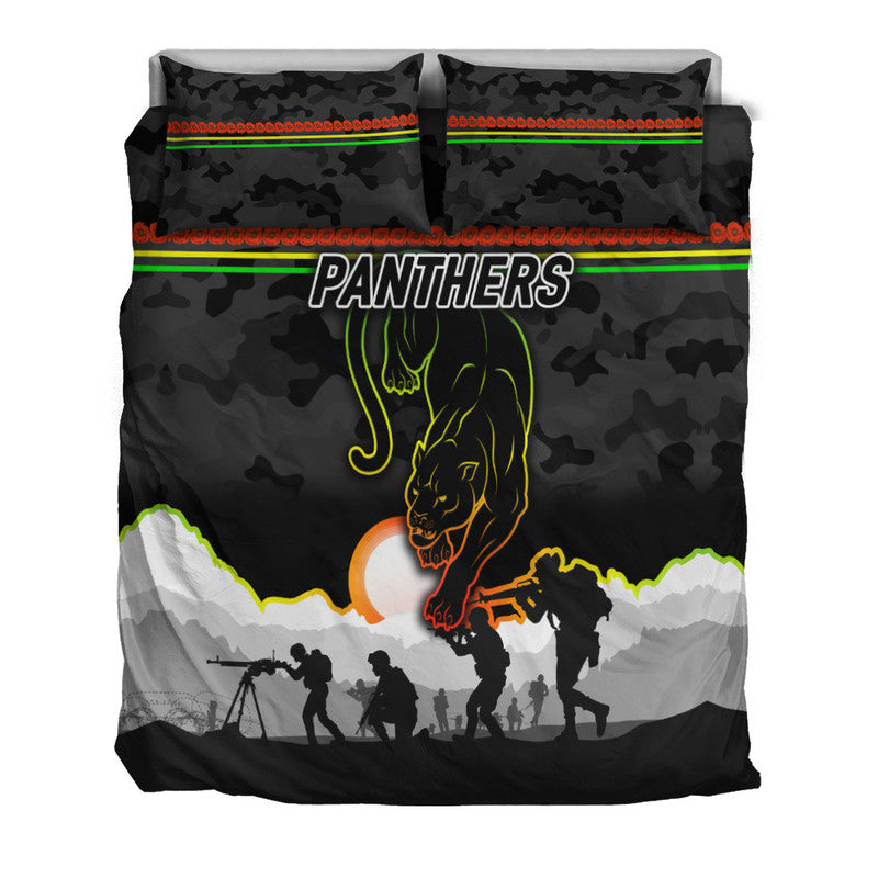Penrith Panthers ANZAC 2022 Bedding Set Simple Style - Black - Vibe Hoodie Shop