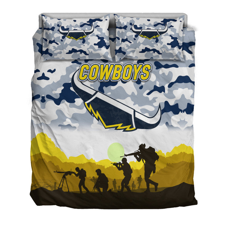 North Queensland Cowboys ANZAC 2022 Bedding Set Simple Style - White - Vibe Hoodie Shop