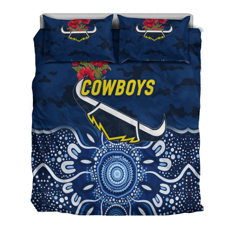 North Queensland Cowboys ANZAC 2022 Bedding Set Indigenous Vibes - Blue - Vibe Hoodie Shop