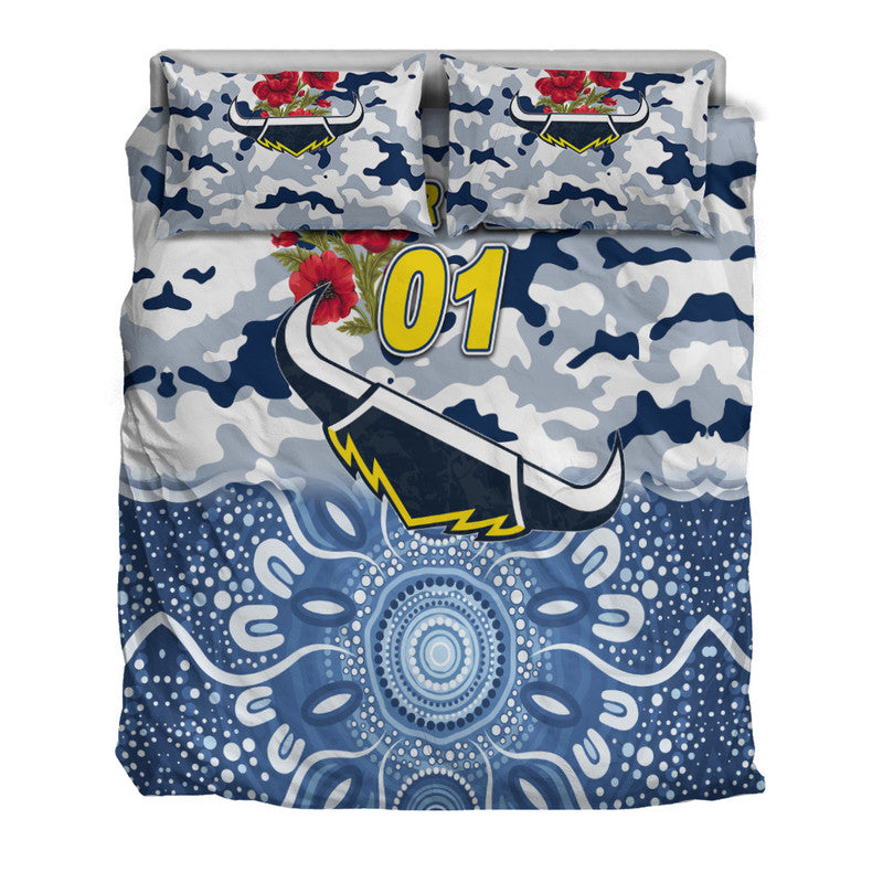 (Custom Personalised) North Queensland Cowboys ANZAC 2022 Bedding Set Indigenous Vibes - White - Vibe Hoodie Shop