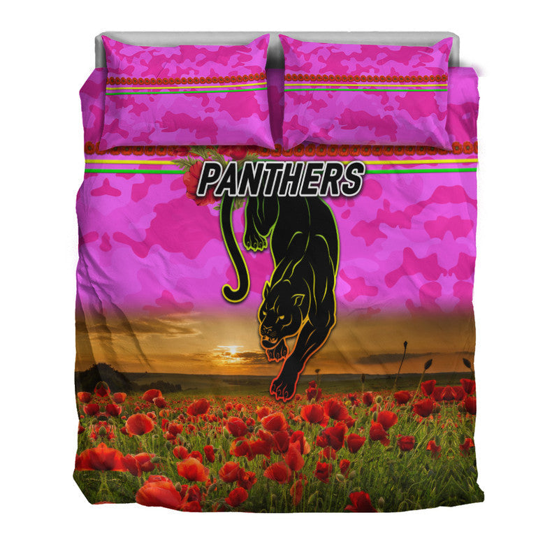 Penrith Panthers ANZAC 2022 Bedding Set Poppy Flowers Vibes - Pink - Vibe Hoodie Shop
