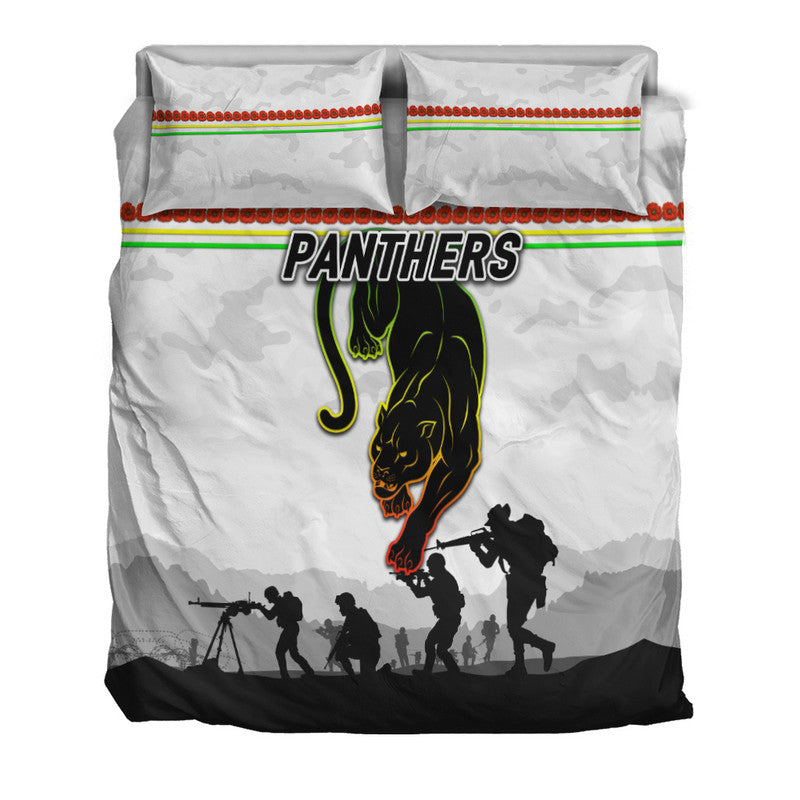 Penrith Panthers ANZAC 2022 Bedding Set Simple Style - White - Vibe Hoodie Shop