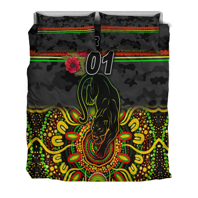 (Custom Personalised) Penrith Panthers ANZAC 2022 Bedding Set Indigenous Vibes - Black - Vibe Hoodie Shop