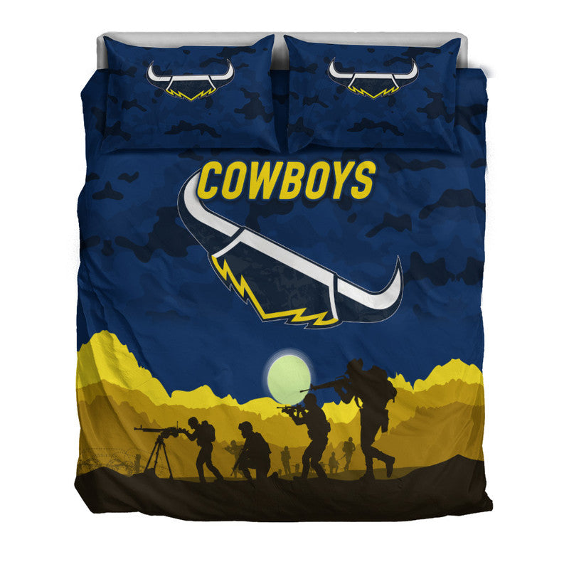 North Queensland Cowboys ANZAC 2022 Bedding Set Simple Style - Blue - Vibe Hoodie Shop