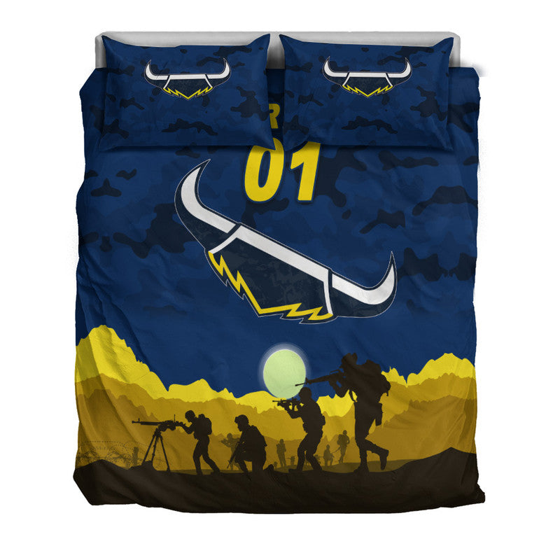 (Custom Personalised) North Queensland Cowboys ANZAC 2022 Bedding Set Simple Style - Blue - Vibe Hoodie Shop