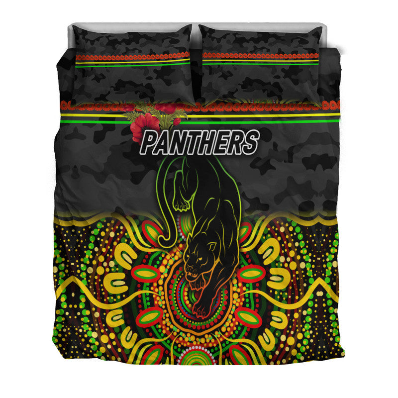 Penrith Panthers ANZAC 2022 Bedding Set Indigenous Vibes - Black - Vibe Hoodie Shop