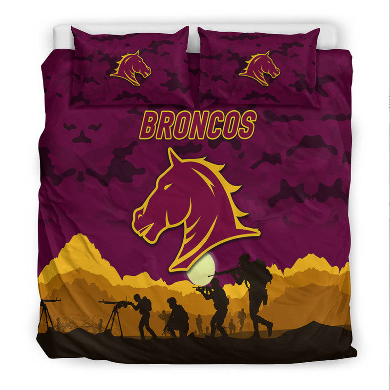 Brisbane Broncos ANZAC 2022 Bedding Set Simple Style - Maroon - Vibe Hoodie Shop