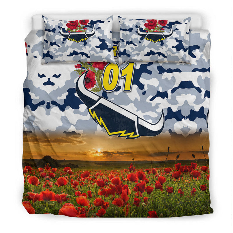 (Custom Personalised) North Queensland Cowboys ANZAC 2022 Bedding Set Poppy Flowers Vibes - White - Vibe Hoodie Shop