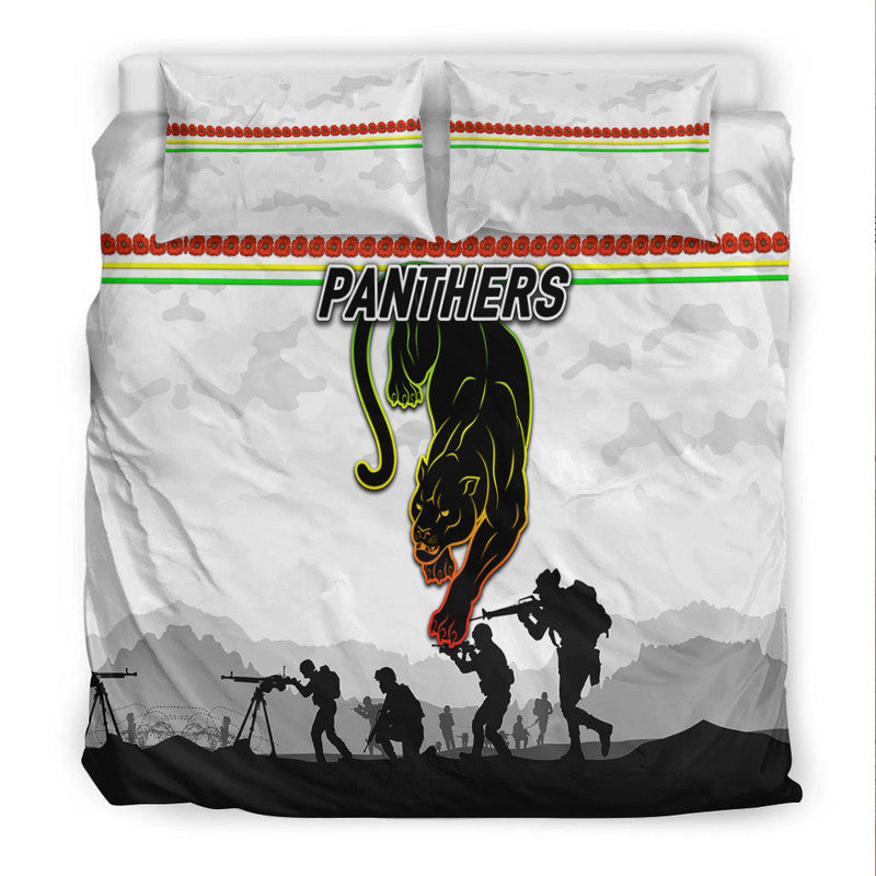 Penrith Panthers ANZAC 2022 Bedding Set Simple Style - White - Vibe Hoodie Shop